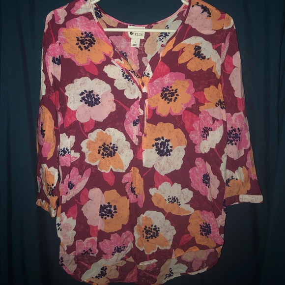 Stylus small multi color cotton blouse 3/4 sleeve - Picture 5 of 8